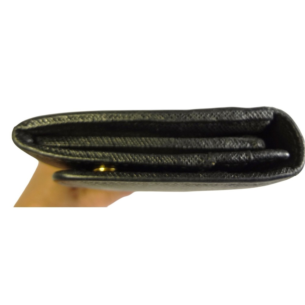 PRADA Black SLG Saffiano Leather Flap Long Wallet ID Holder Chain Includes COA - Picture 14 of 16
